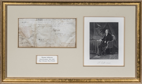 1801 President Thomas Jefferson Signed Partial Document & Photo In 27x16 Framed Display (JSA)